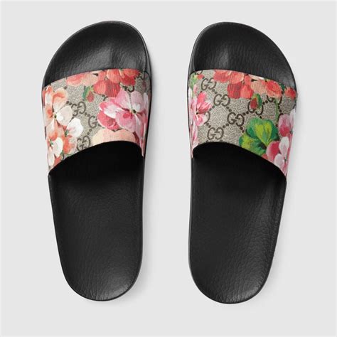 gucci flora slide sandal|gucci flip flops with flowers.